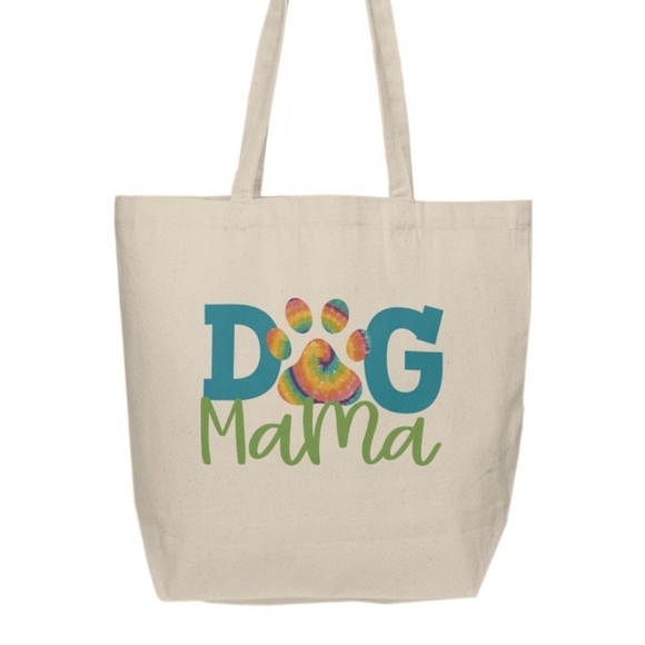 Tie Dye Paw Print Dog Mama Custom Tote Bag - Picture 2 of 4